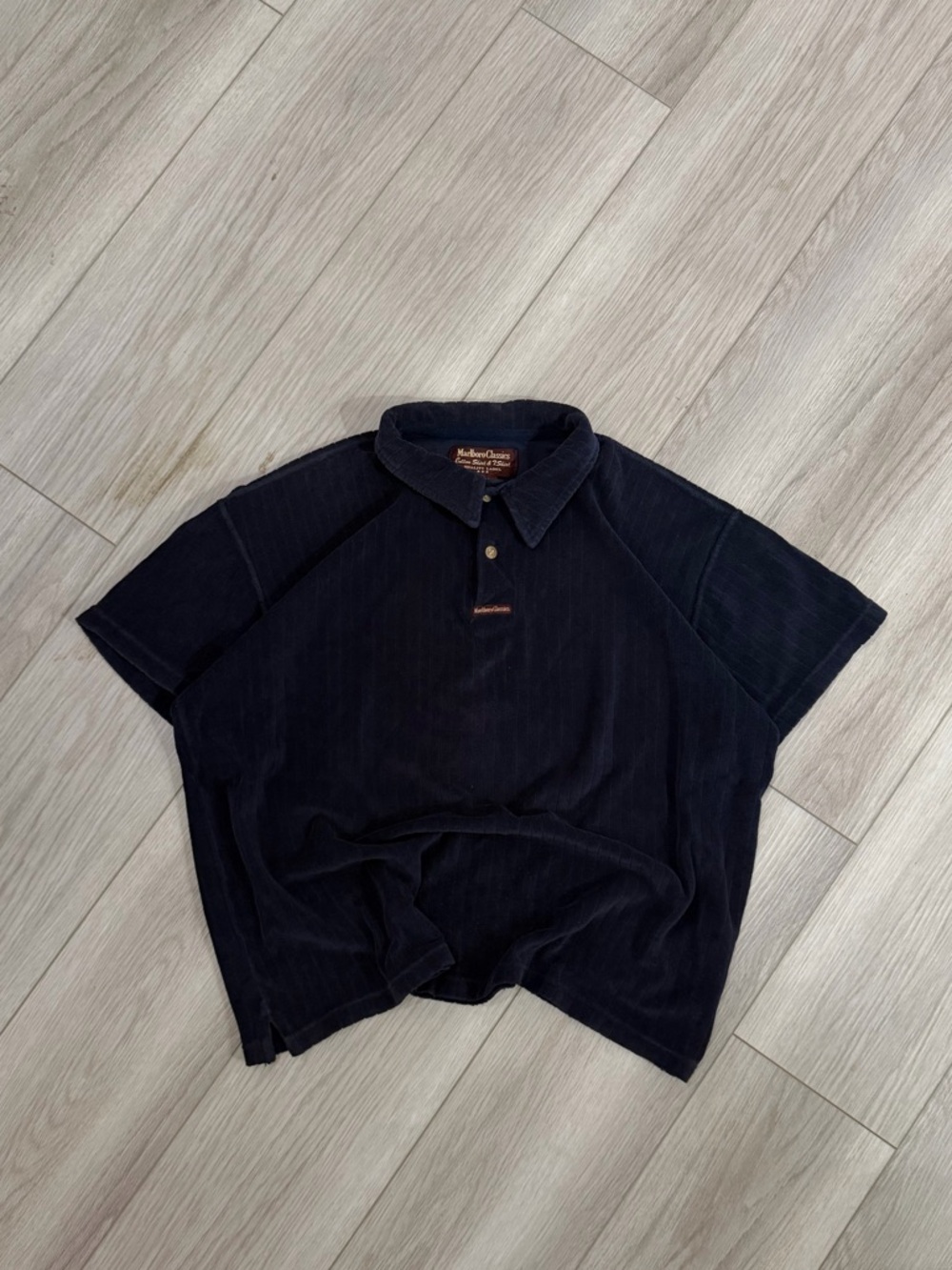 Vintage Marlboro Navy blue corduroy polo shirt